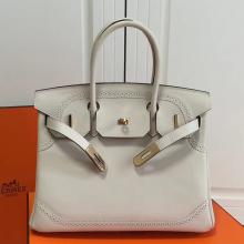 Copy Hermes Birkin Ghillies 30cm In White Swift Leather