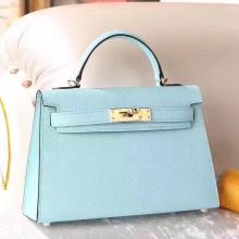 Hermes Blue Zephyr Epsom Kelly Mini II 20cm Handmade Bag Replica