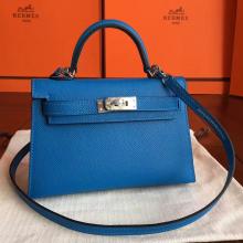 Luxury Hermes Mykonos Epsom Kelly Mini II 20cm Handmade Bag