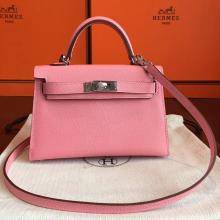 Hermes Rose Confetti Epsom Kelly Mini II 20cm Handmade Bag Replica