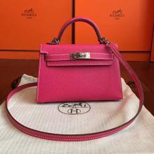 Hermes Rose Red Epsom Kelly Mini II 20cm Handmade Bag