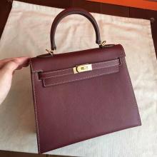 Luxury Replica Hermes Bordeaux Epsom Kelly 25cm Sellier Handmade Bag