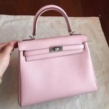 Cheap Hermes Rose Dragee Swift Kelly 25cm Retourne Handmade Bag