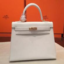 Faux Hermes White Epsom Kelly 25cm Sellier Handmade Bag