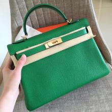 Hermes Bamboo Clemence Kelly Retourne 28cm Handmade Bag Replica