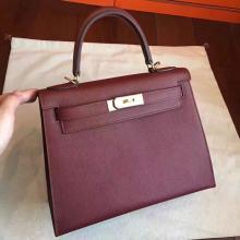 Best Quality Hermes Bordeaux Epsom Kelly Sellier 28cm Handmade Bag