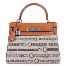 Hermes Kelly 28cm De Camp Dechainee Toile Bag Replica