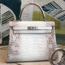 Hermes Kelly 28cm Niloticus Crocodile Himalaya Replica