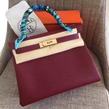 Imitation Cheap Hermes Ruby Clemence Kelly Retourne 28cm Handmade Bag