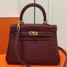 AAA Hermes Bordeaux Clemence Kelly 20cm GHW Bag