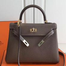 Hermes Etoupe Clemence Kelly 25cm GHW Bag