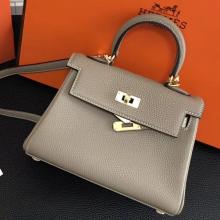 Knockoff High End Hermes Grey Clemence Kelly 20cm GHW Bag