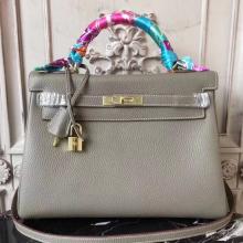 Replica Cheap Hermes Grey Clemence Kelly 28cm Bag