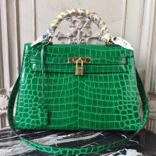 Replica Hermes Kelly 32cm Bag In Bamboo Crocodile Leather