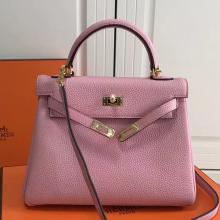 Hermes Pink Clemence Kelly 25cm GHW Bag Replica