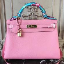 Replica Designer Hermes Pink Clemence Kelly 28cm Bag