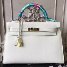 Perfect Hermes White Epsom Kelly 32cm Sellier Bag