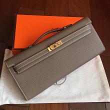 Knockoff Hermes Etoupe Epsom Kelly Cut Clutch Handmade Bag