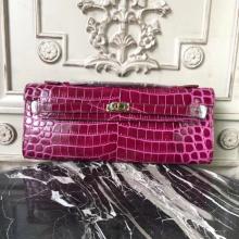 Hermes Fuchsia Crocodile Kelly Cut Clutch Bag Replica