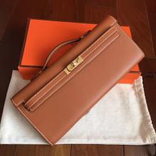 Hermes Gold Swift Kelly Cut Clutch Handmade Bag