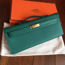 Best Replica Hermes Malachite Epsom Kelly Cut Clutch Handmade Bag