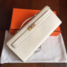 Hermes White Epsom Kelly Cut Clutch Handmade Bag Replica
