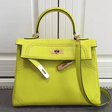 Hermes Kelly Ghillies 28cm In Yellow Swift Leather