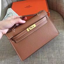 Imitation Hermes Gold Epsom Kelly Pochette Handmade Bag