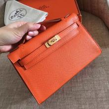 Replica Luxury Hermes Orange Epsom Kelly Pochette Handmade Bag