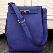 Hermes So Kelly 22cm Bag In Blue Leather