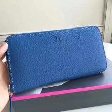 Hermes Blue Clemence Azap Zipped Wallet