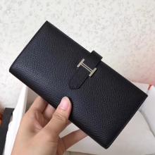 Luxury Imitation Hermes Black Epsom Bearn Gusset Wallet