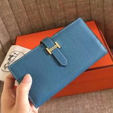 Imitation Hermes Blue Jean Clemence Bearn Gusset Wallet