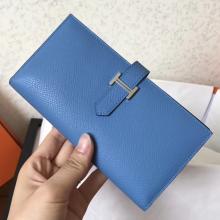 Replica Luxury Hermes Blue Jean Epsom Bearn Gusset Wallet