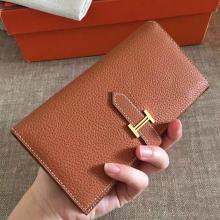 Replica Hermes Brown Clemence Bearn Gusset Wallet