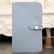 Replica AAA Hermes Dogon Combine Wallet In Blue Lin Leather