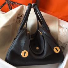 Faux Hermes Black Lindy 26cm Clemence Handmade Bag