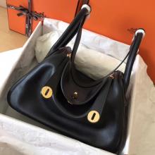 Replica Cheap Hermes Black Lindy 30cm Swift Handmade Bag