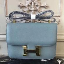 Faux Hermes Blue Lin Constance MM 24cm Epsom Leather Bag