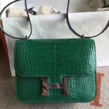 Imitation Hermes Constance 24cm Green Porosus Crocodile