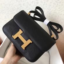 1:1 Fake Hermes Epsom Constance 24cm Black Handmade Bag