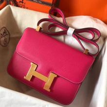 Replica Hermes Epsom Constance 24cm Rose Red Handmade Bag