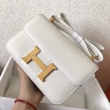 Designer Hermes Epsom Constance 24cm White Handmade Bag