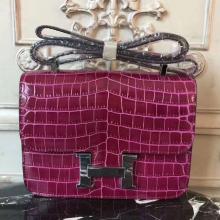 High End Faux Hermes Fuchsia Constance MM 24cm Crocodile Bag