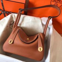 Perfect Hermes Gold Lindy 30cm Clemence Handmade Bag