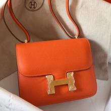Fake Hot Hermes Mini Constance 18cm Orange Epsom Bag