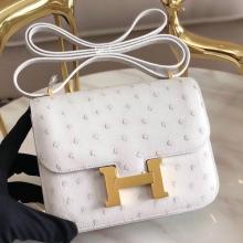 Replica Hermes Mini Constance 18cm White Ostrich Leather