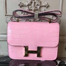 Hermes Pink Constance MM 24cm Crocodile Bag Replica