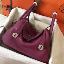 Hermes Purple Lindy 30cm Clemence Handmade Bag