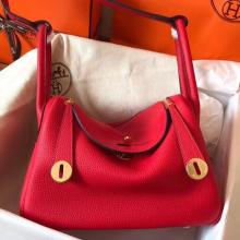 Luxury Replica Hermes Red Lindy 30cm Clemence Handmade Bag